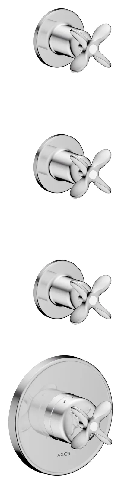 AXOR Archivio Concealed thermostatic module for 3 functions with cross handles