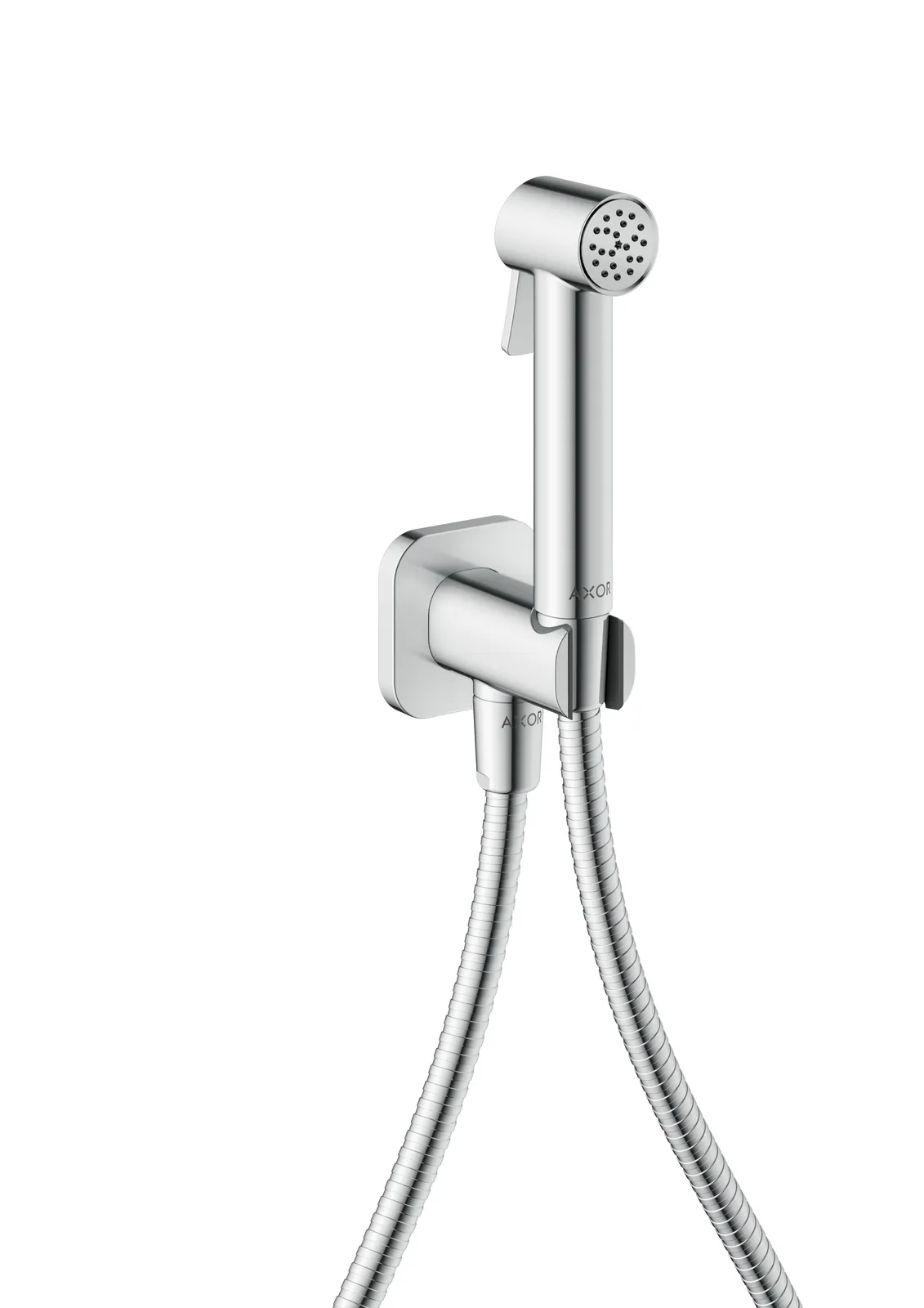 AXOR Bidette Showers Gigiyenik dush 1jet softsquare, sovuq suv uchun, dush ushlagichi va dush shlangi 1.25 m bilan