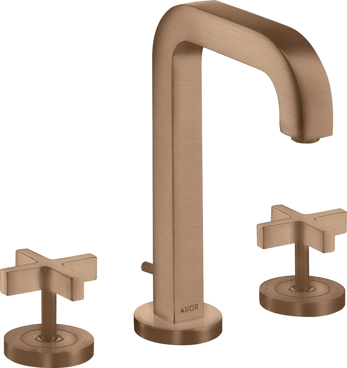 AXOR Citterio Basin mixer 170 3-hole with spout 140 mm, cross handles, escutcheons and pop-up waste