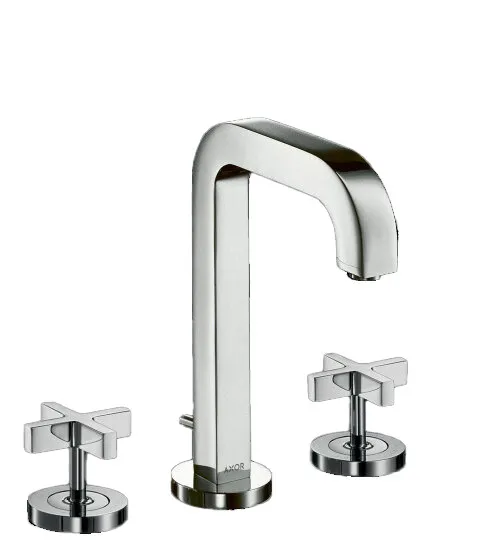 AXOR Citterio Basin mixer 170 3-hole with spout 140 mm, cross handles, escutcheons and pop-up waste