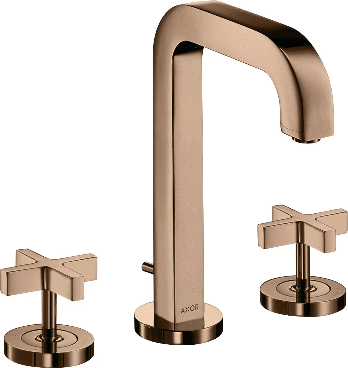 AXOR Citterio Basin mixer 170 3-hole with spout 140 mm, cross handles, escutcheons and pop-up waste