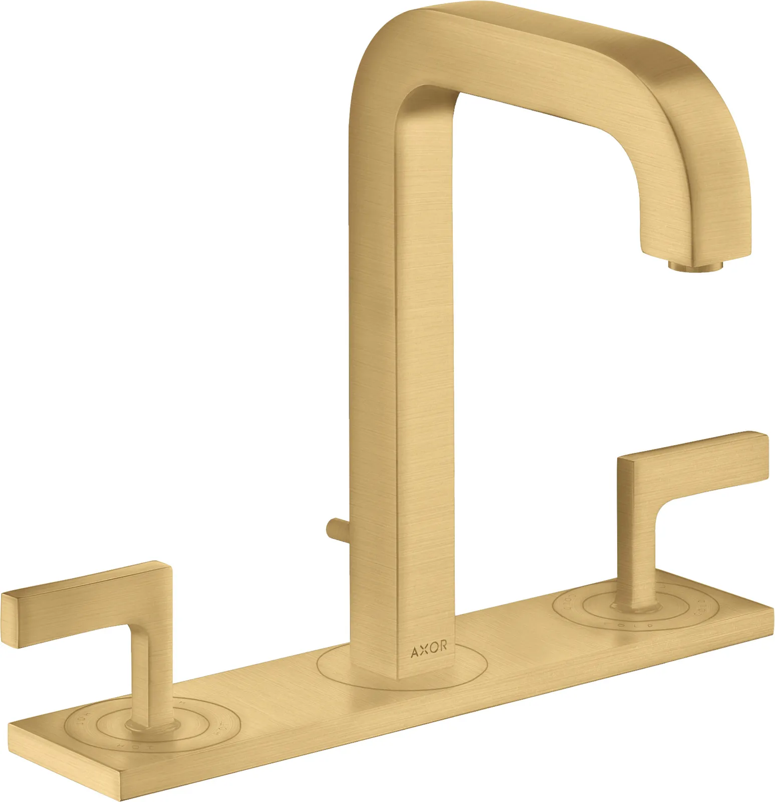 AXOR Citterio 3 teshikli lavabo aralashtirgichi 170, joʻmrak 140 mm bilan, richagli dastalar, plate va pop-up drenaj klapani