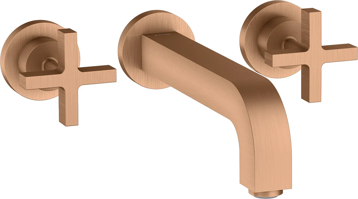 AXOR Citterio Basin mixer 3-hole for concealed installation, wall-mounted with spout 222 mm, cross handles and escutcheons