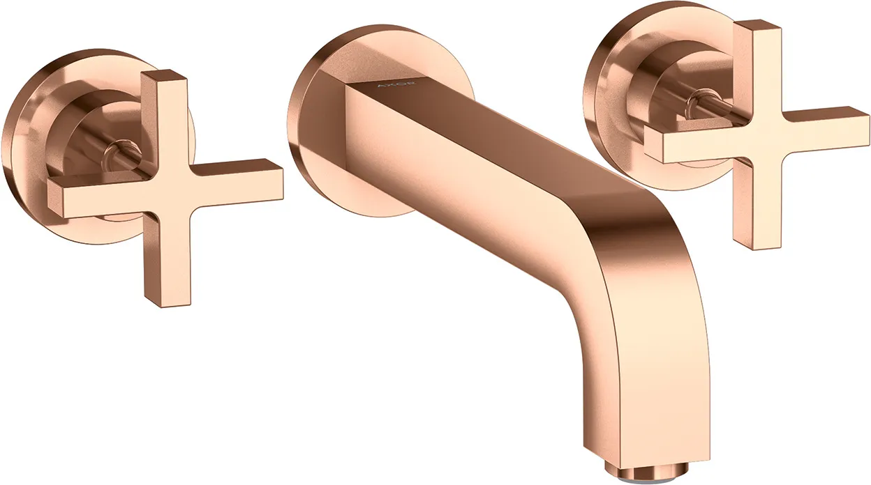 AXOR Citterio Basin mixer 3-hole for concealed installation, wall-mounted with spout 222 mm, cross handles and escutcheons