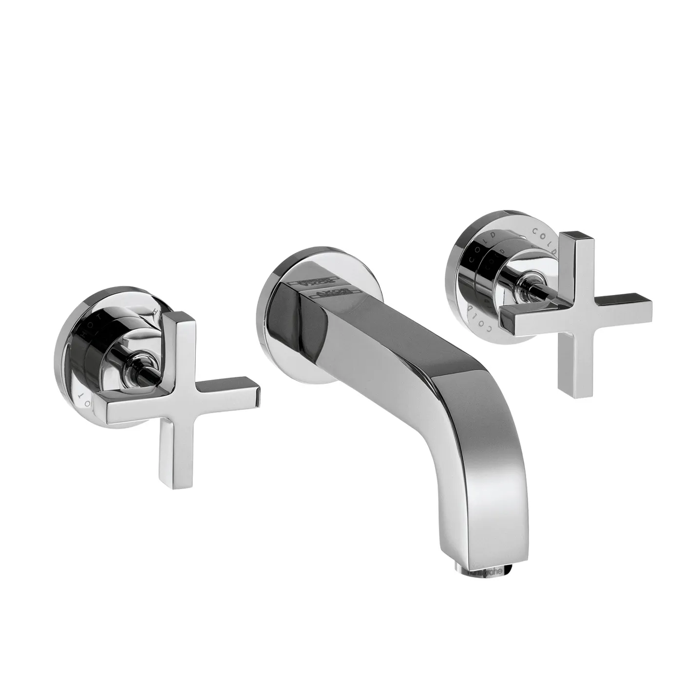 AXOR Citterio Basin mixer 3-hole for concealed installation, wall-mounted with spout 222 mm, cross handles and escutcheons