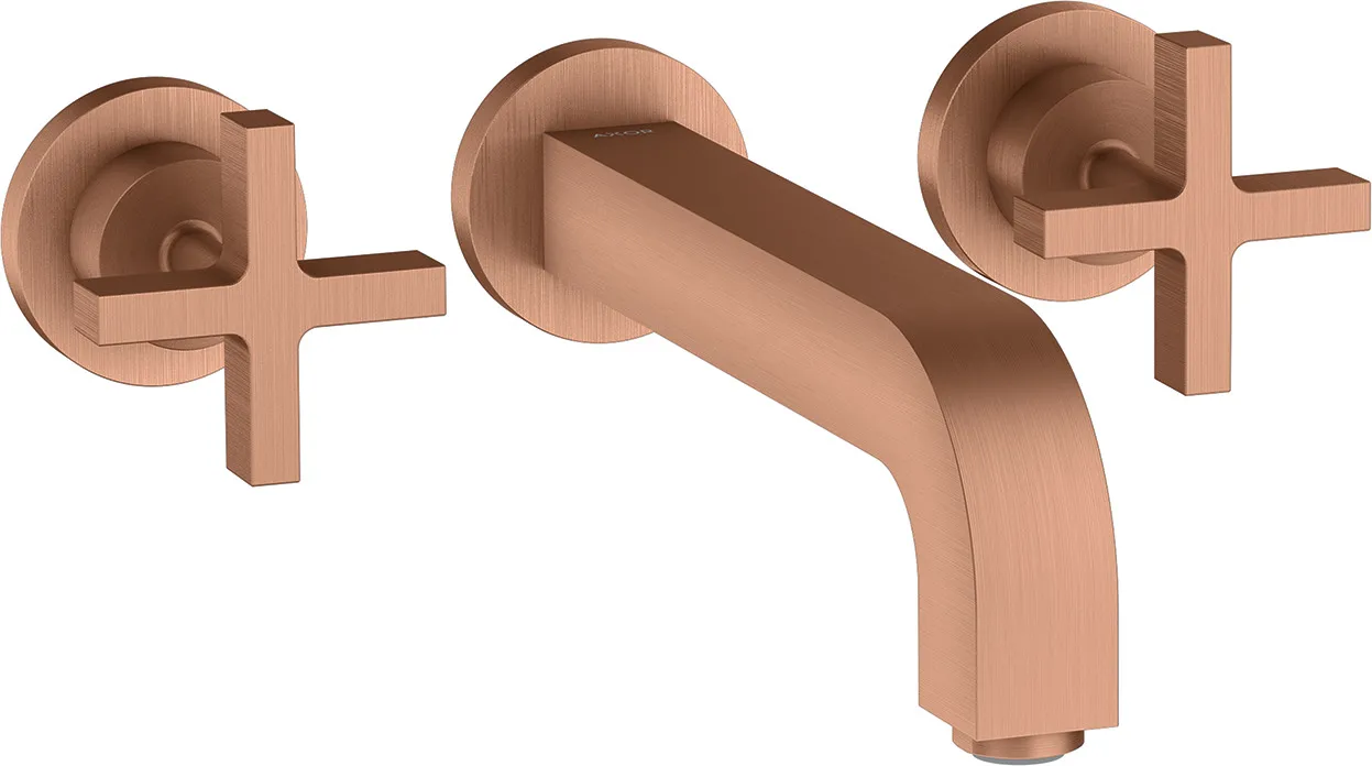 AXOR Citterio Basin mixer 3-hole for concealed installation, wall-mounted with spout 222 mm, cross handles and escutcheons