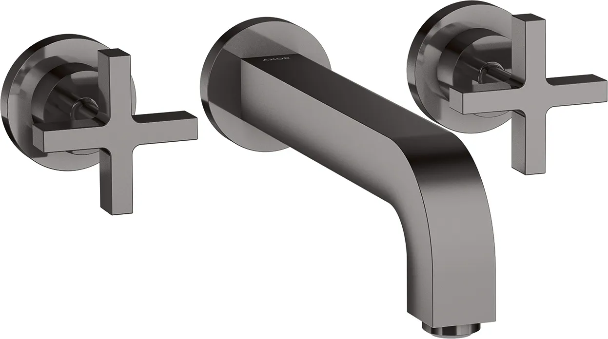 AXOR Citterio Basin mixer 3-hole for concealed installation, wall-mounted with spout 222 mm, cross handles and escutcheons