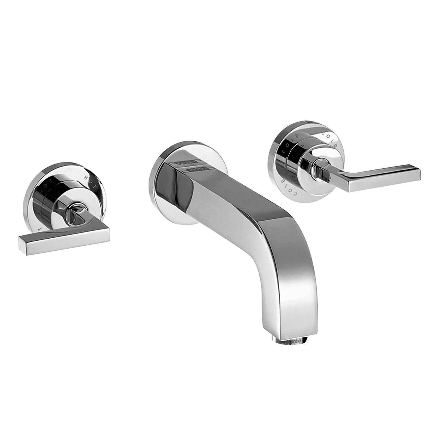 AXOR Citterio 3 teshikli lavabo aralashtirgichi, yashirin montaj, devorga uchun, joʻmrak 222 mm bilan, richagli dastalar va escutcheons