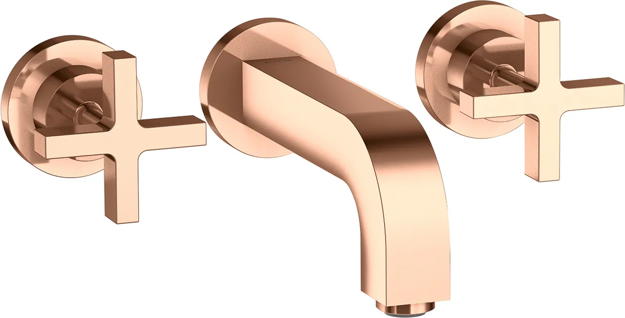 AXOR Citterio Basin mixer 3-hole for concealed installation, wall-mounted with spout 162 mm, cross handles and escutcheons