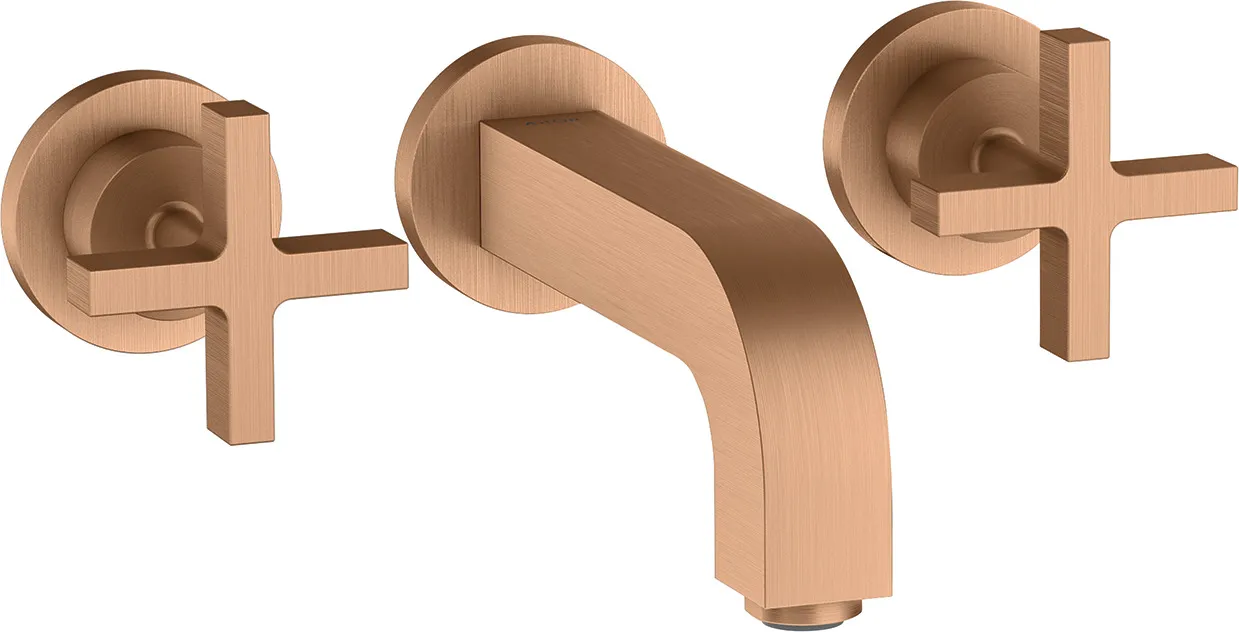 AXOR Citterio Basin mixer 3-hole for concealed installation, wall-mounted with spout 162 mm, cross handles and escutcheons