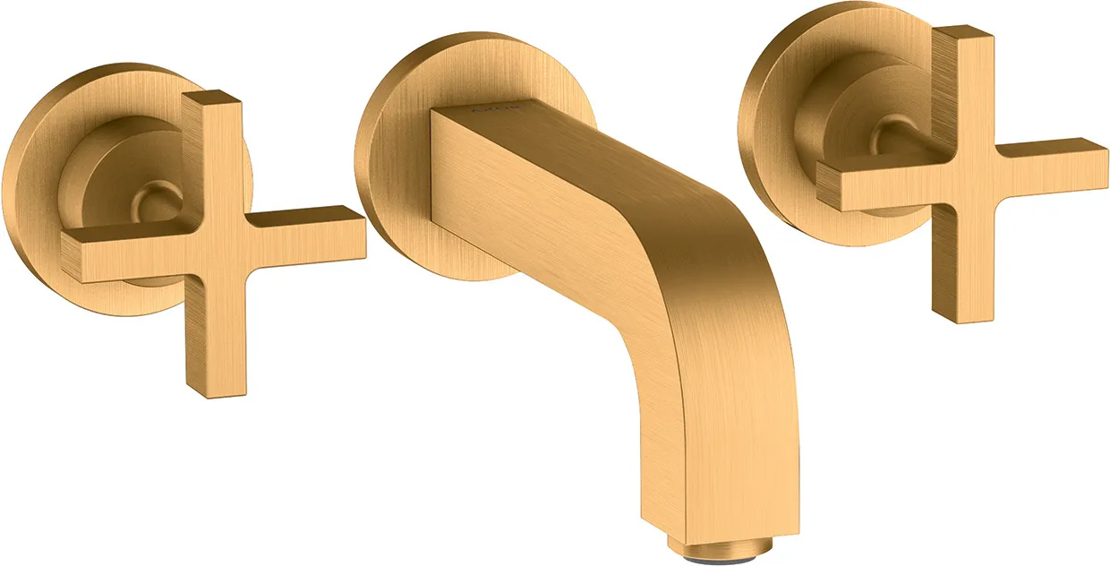 AXOR Citterio Basin mixer 3-hole for concealed installation, wall-mounted with spout 162 mm, cross handles and escutcheons