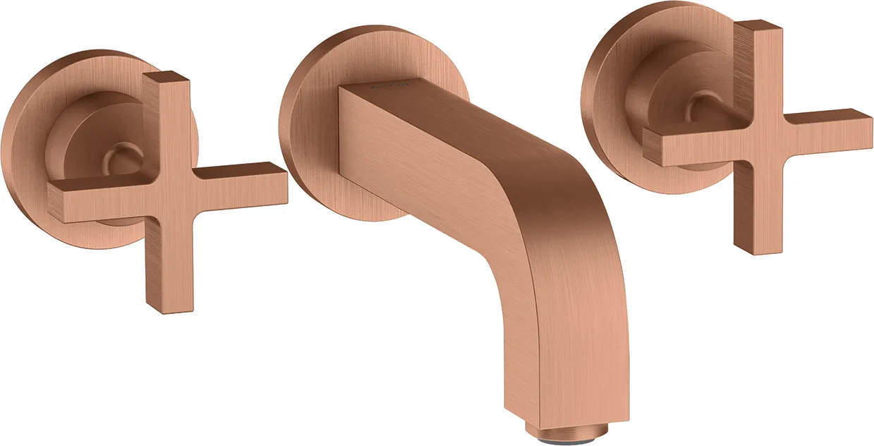 AXOR Citterio Basin mixer 3-hole for concealed installation, wall-mounted with spout 162 mm, cross handles and escutcheons