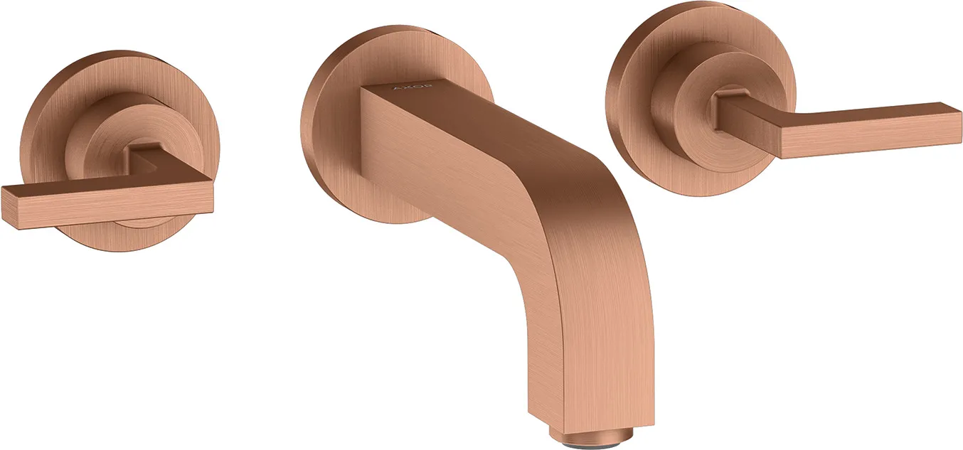 AXOR Citterio Basin mixer 3-hole for concealed installation, wall-mounted with spout 162 mm, lever handles and escutcheons