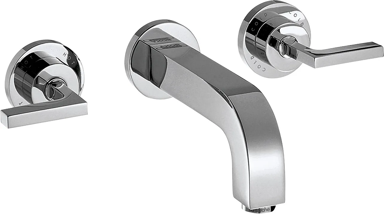 AXOR Citterio Basin mixer 3-hole for concealed installation, wall-mounted with spout 162 mm, lever handles and escutcheons