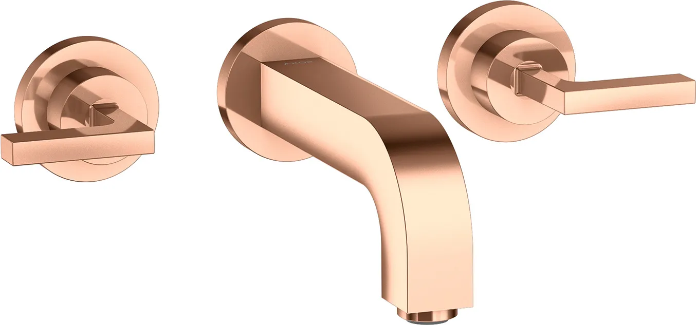 AXOR Citterio Basin mixer 3-hole for concealed installation, wall-mounted with spout 162 mm, lever handles and escutcheons