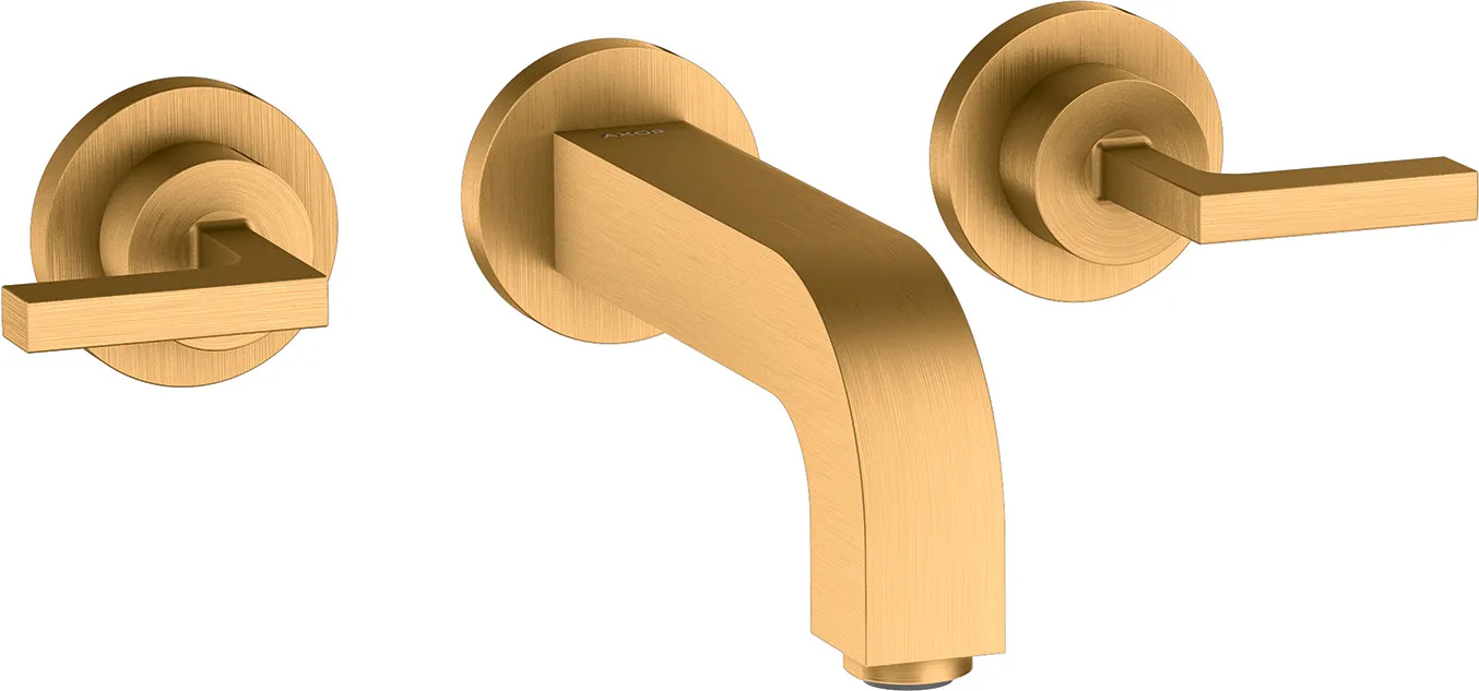AXOR Citterio Basin mixer 3-hole for concealed installation, wall-mounted with spout 162 mm, lever handles and escutcheons