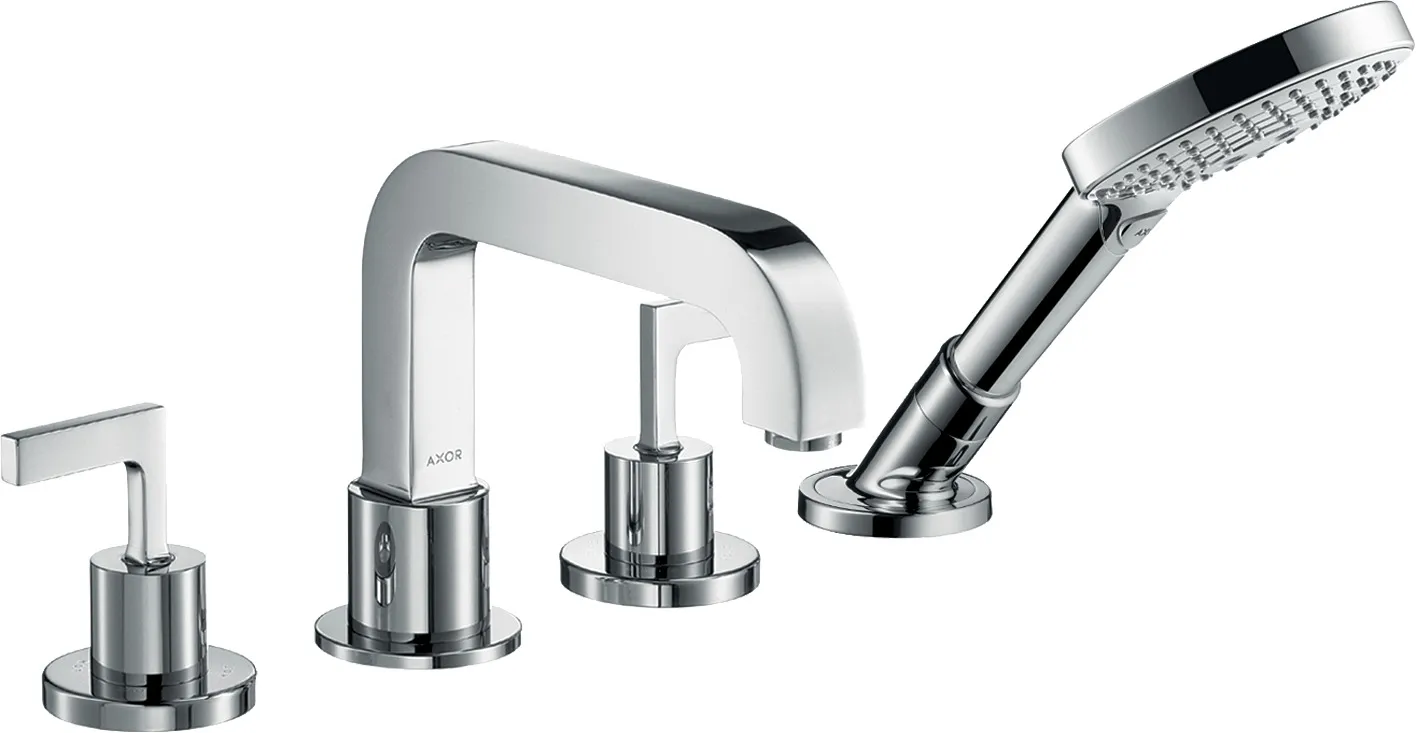 AXOR Citterio 4 teshikli vanna chetiga oʻrnatiladigan aralashtirgich, richagli dastalar bilan