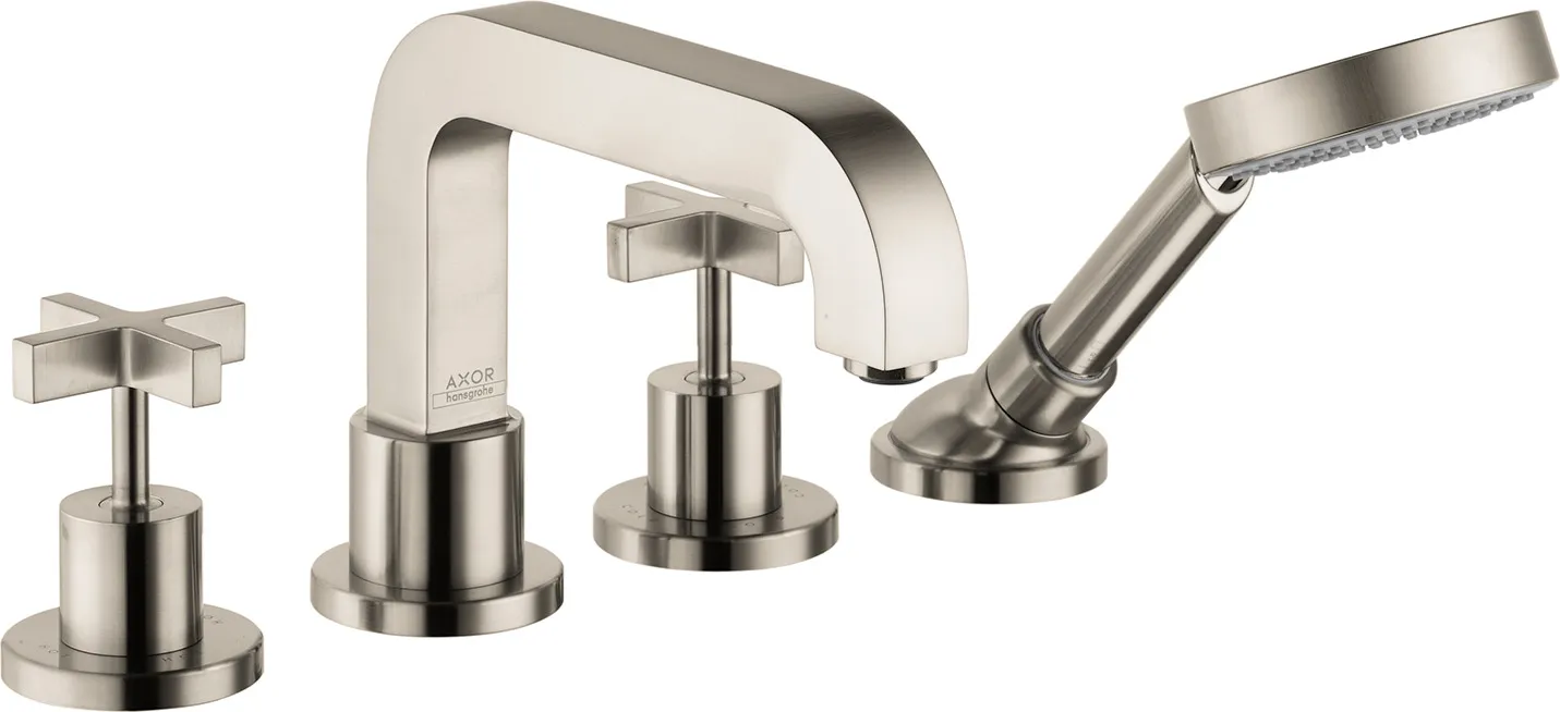AXOR Citterio Tile mounted bath mixer 4-hole with cross handles and escutcheons 1.75 GPM