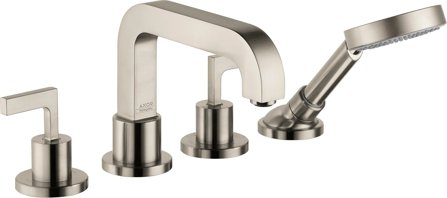 AXOR Citterio Tile mounted bath mixer 4-hole with lever handles and escutcheons 1.75 GPM