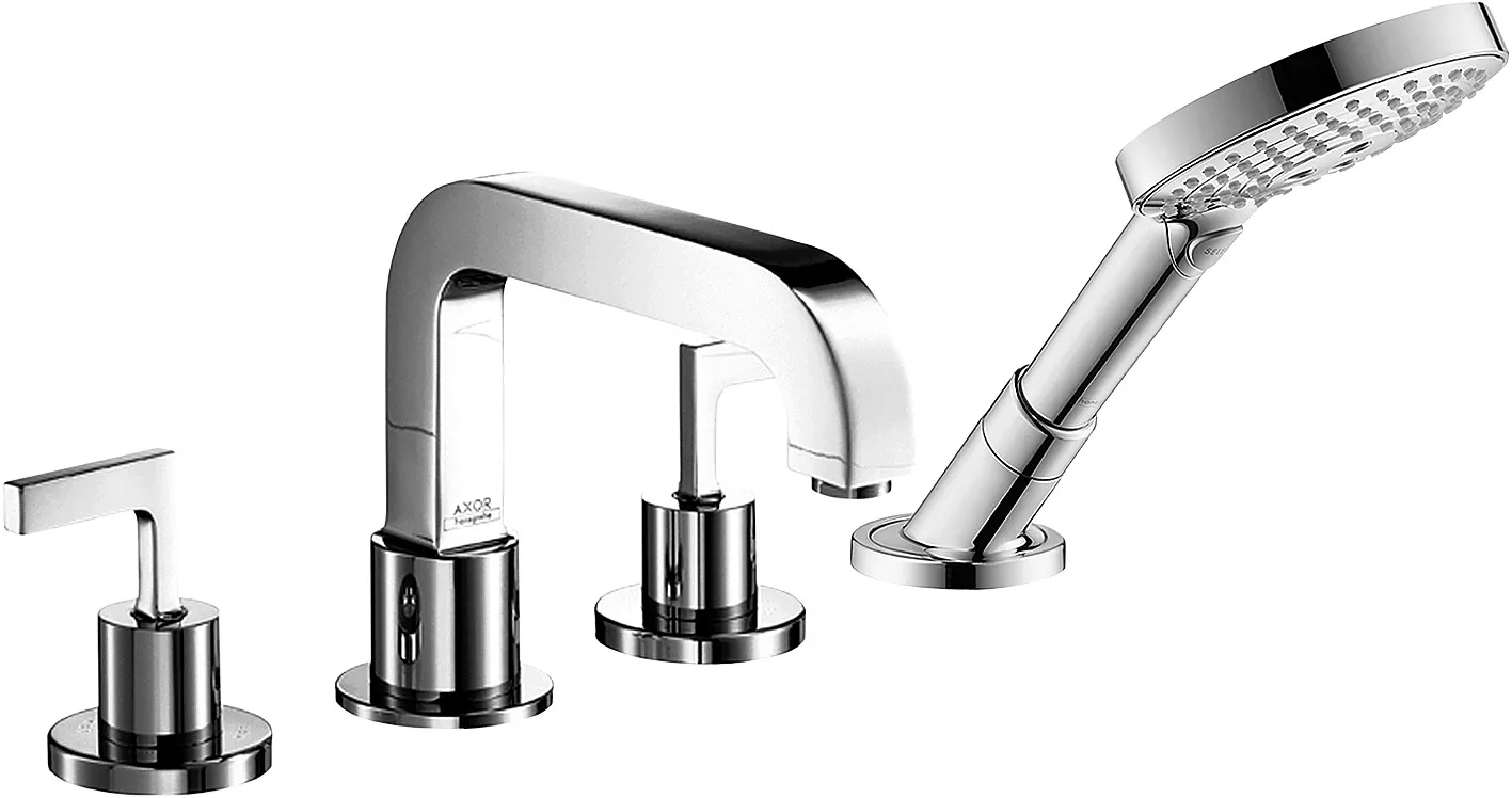 AXOR Citterio Tile mounted bath mixer 4-hole with lever handles and escutcheons 1.75 GPM