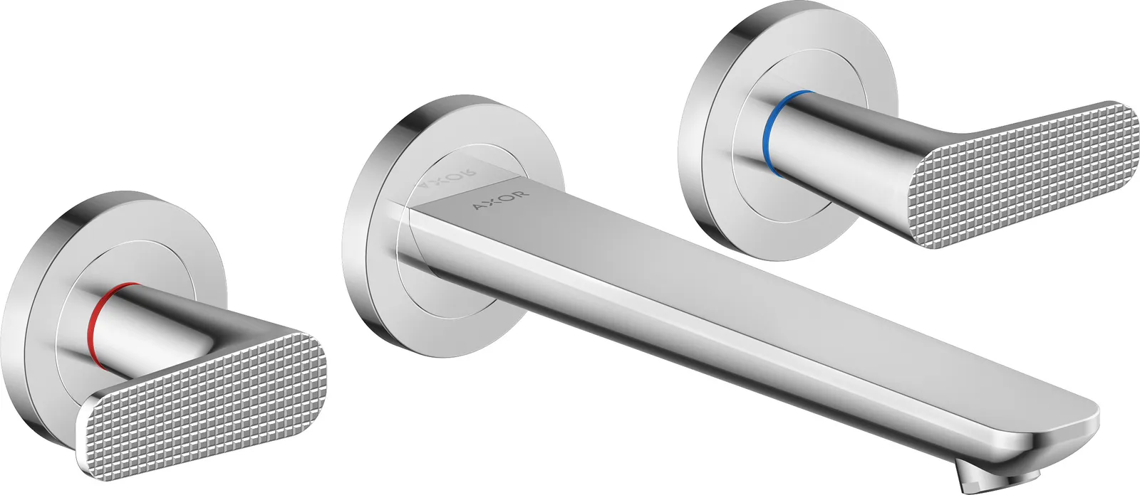 AXOR Citterio C Basin mixer 3-hole for concealed installation, wall-mounted with spout 195 mm - cubic cut