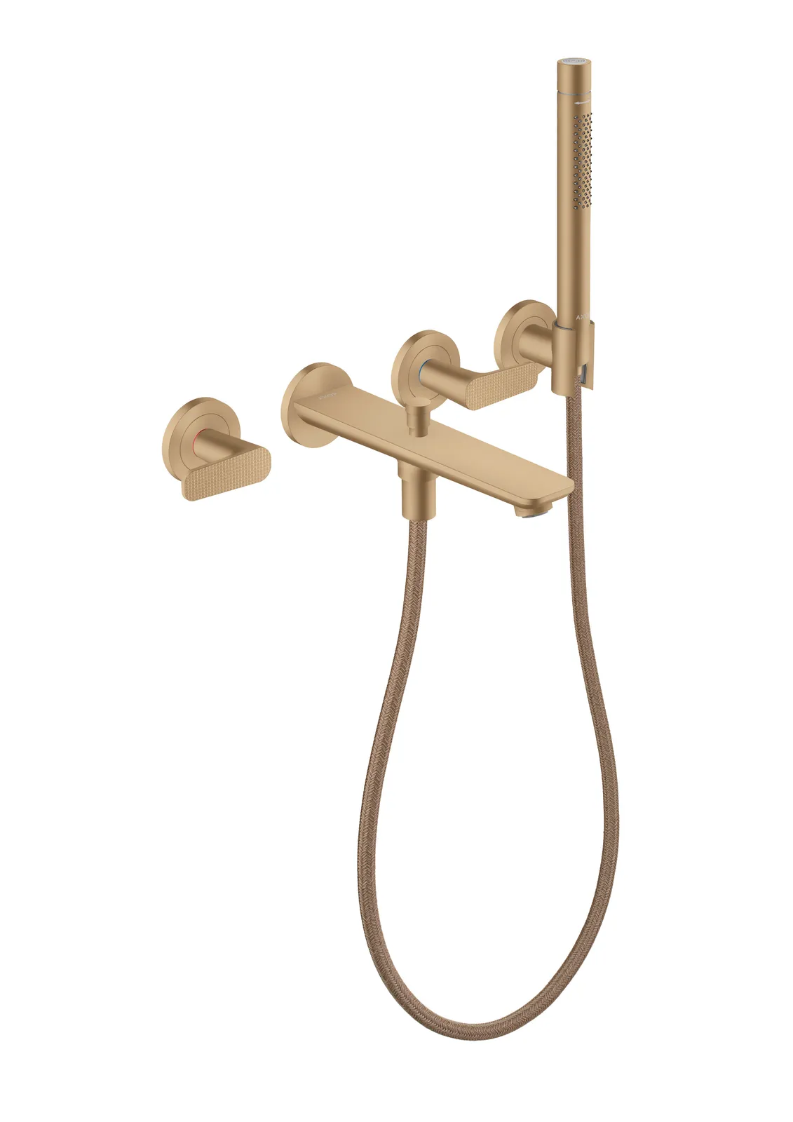 AXOR Citterio C Bath mixer 3-hole for concealed installation, wall-mounted with hand shower - cubic cut