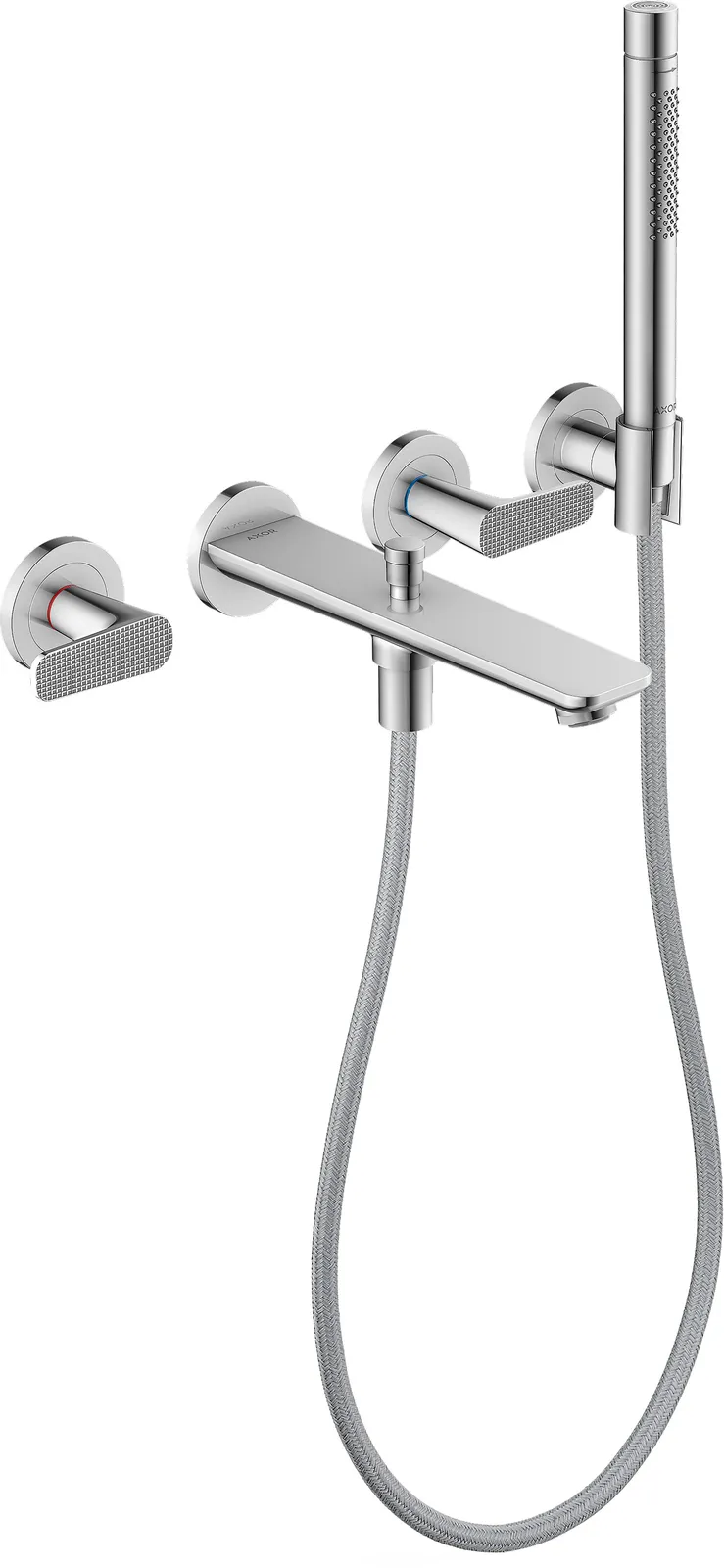 AXOR Citterio C Bath mixer 3-hole for concealed installation, wall-mounted with hand shower - cubic cut