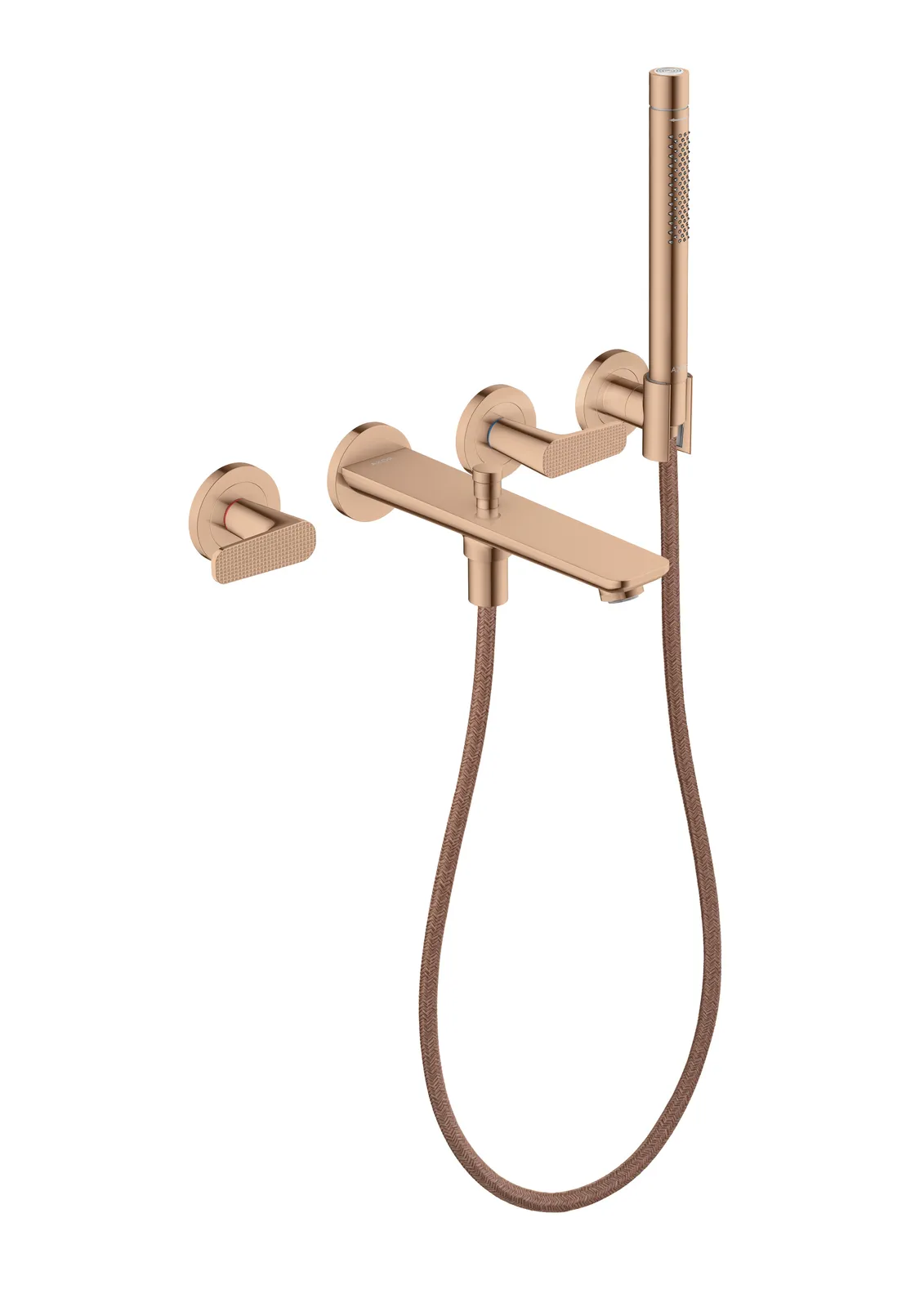 AXOR Citterio C Bath mixer 3-hole for concealed installation, wall-mounted with hand shower - cubic cut