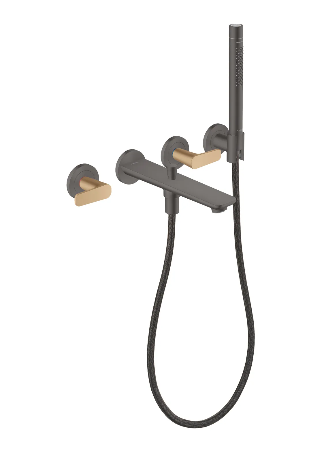 AXOR Citterio C 3 teshikli vanna aralashtirgichi, yashirin montaj, devorga uchun, qoʻl dushi (highlight: handle) bilan