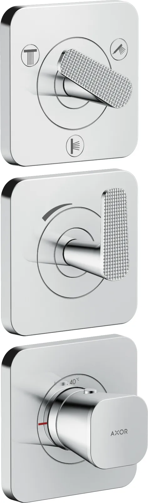 AXOR Citterio C Термостатический модуль 380/120 для скрытого монтажа с escutcheons для 3 функций - cubic cut