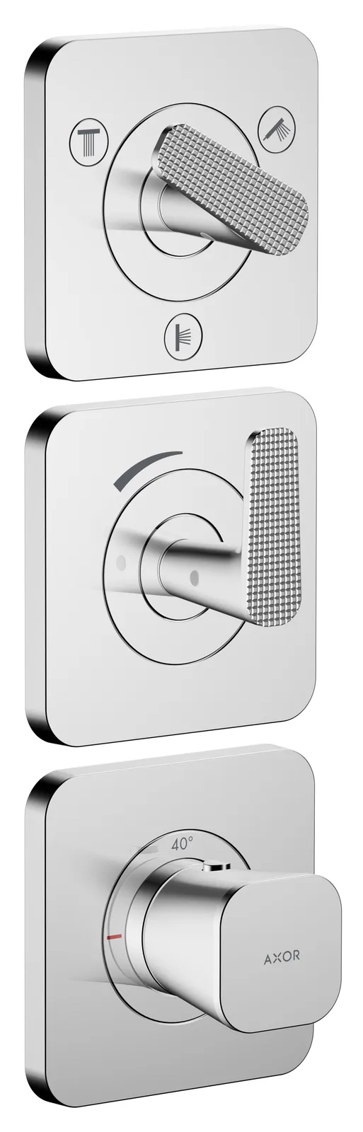 AXOR Citterio C Термостатический модуль 380/120 для скрытого монтажа с escutcheons для 3 функций - cubic cut
