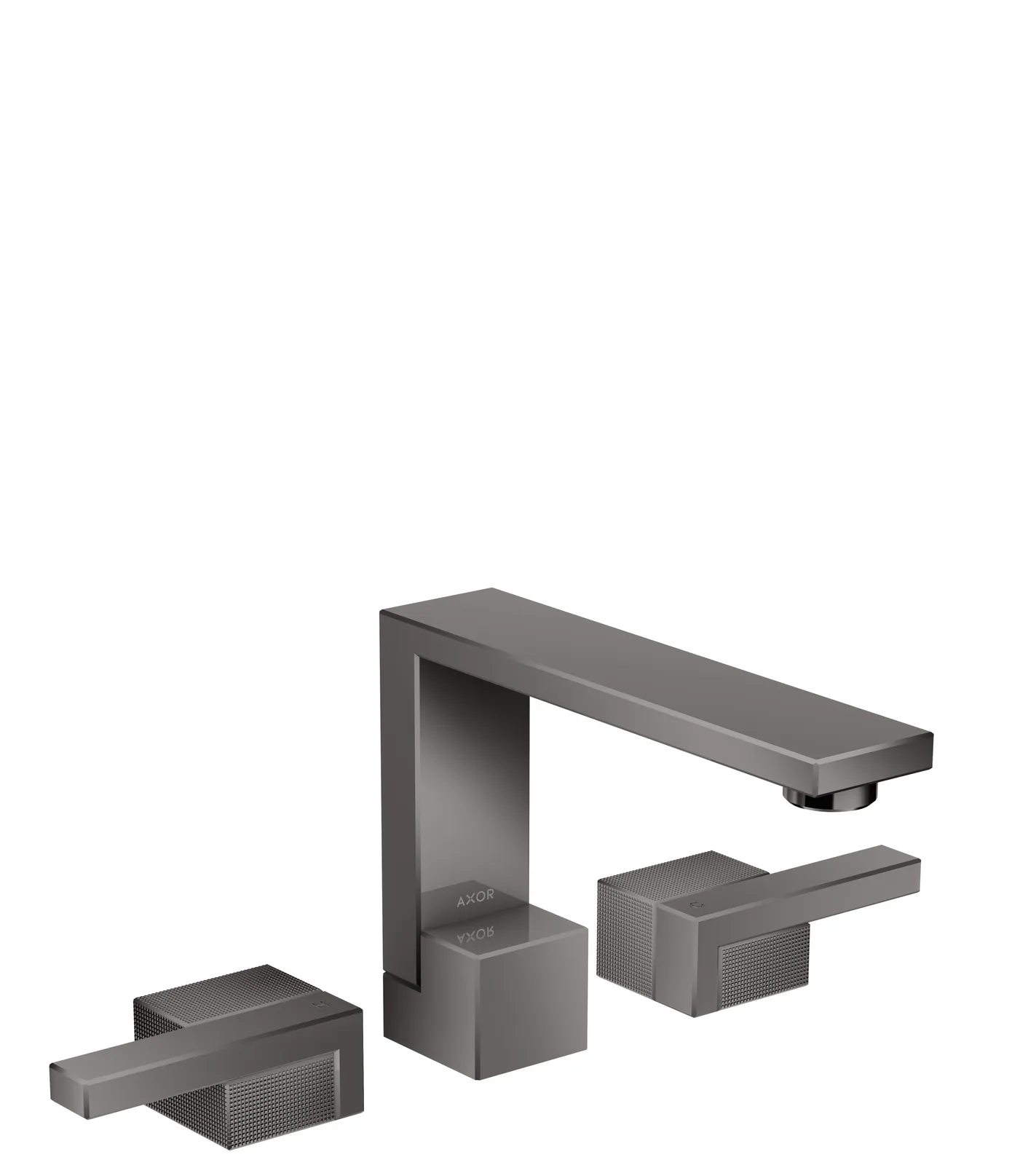 AXOR Edge 3 teshikli lavabo aralashtirgichi 130, push-open drenaj klapani - diamond cut bilan