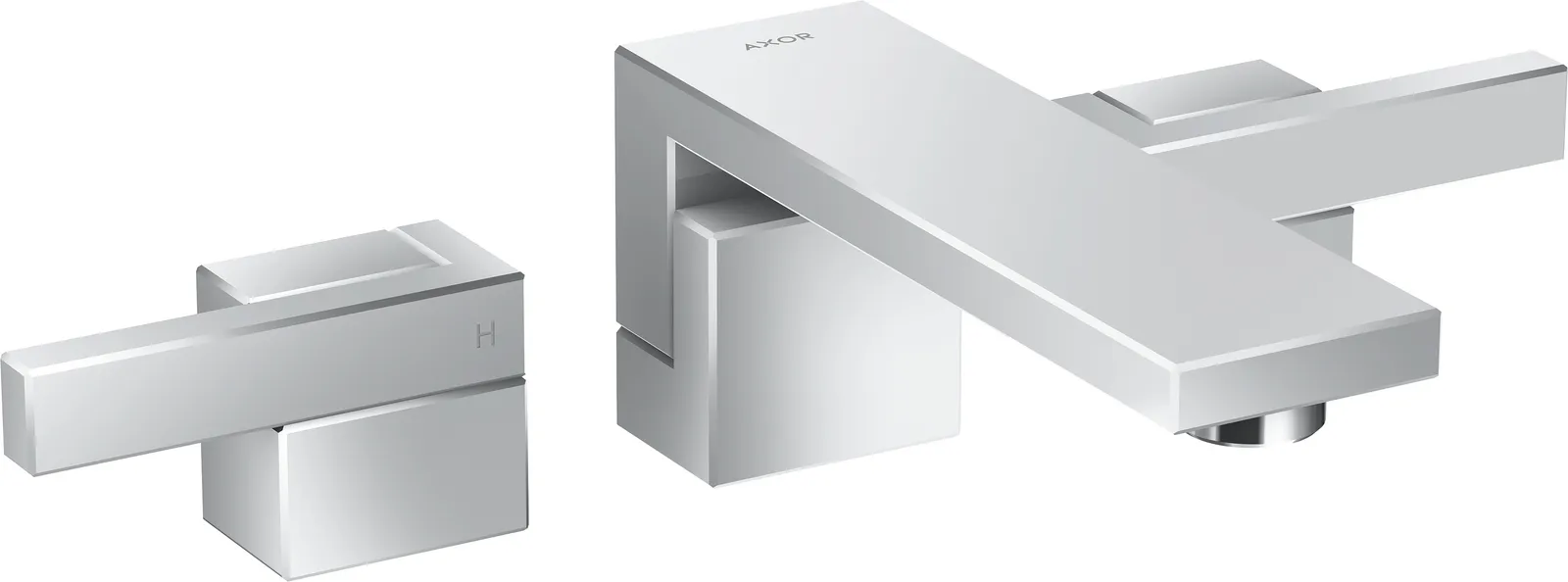 AXOR Edge 3 teshikli lavabo aralashtirgichi, yashirin montaj, devorga uchun, joʻmrak 190 mm va push-open drenaj klapani bilan