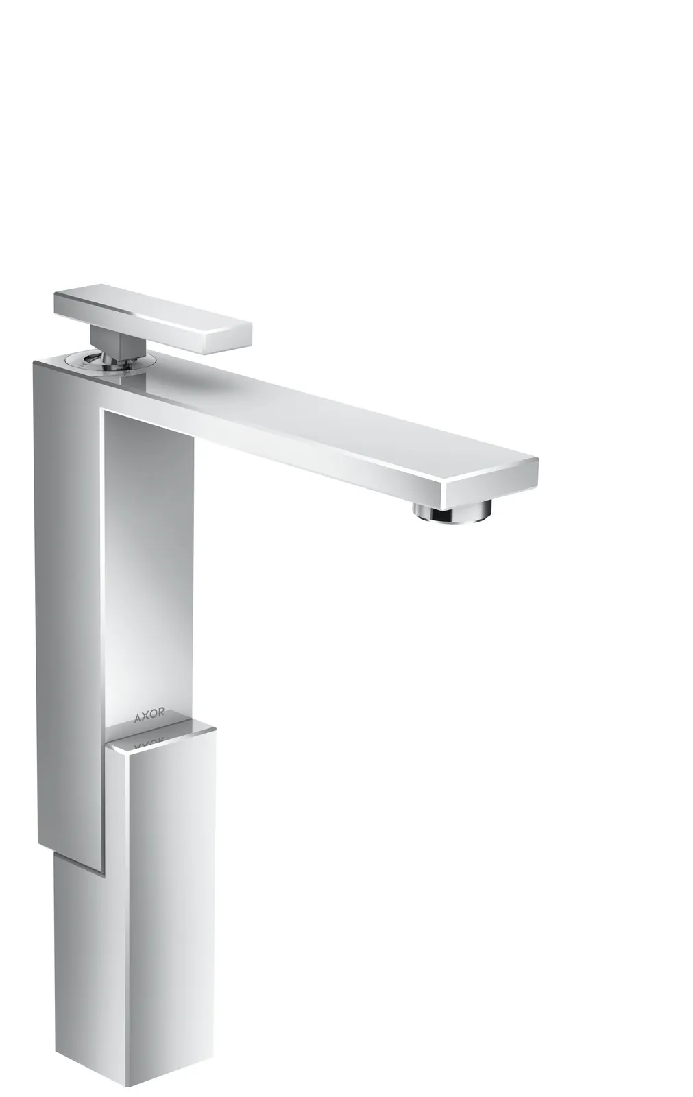 AXOR Edge Bir dastali lavabo aralashtirgichi 280, kosa lavabolar uchun, push-open drenaj klapani bilan