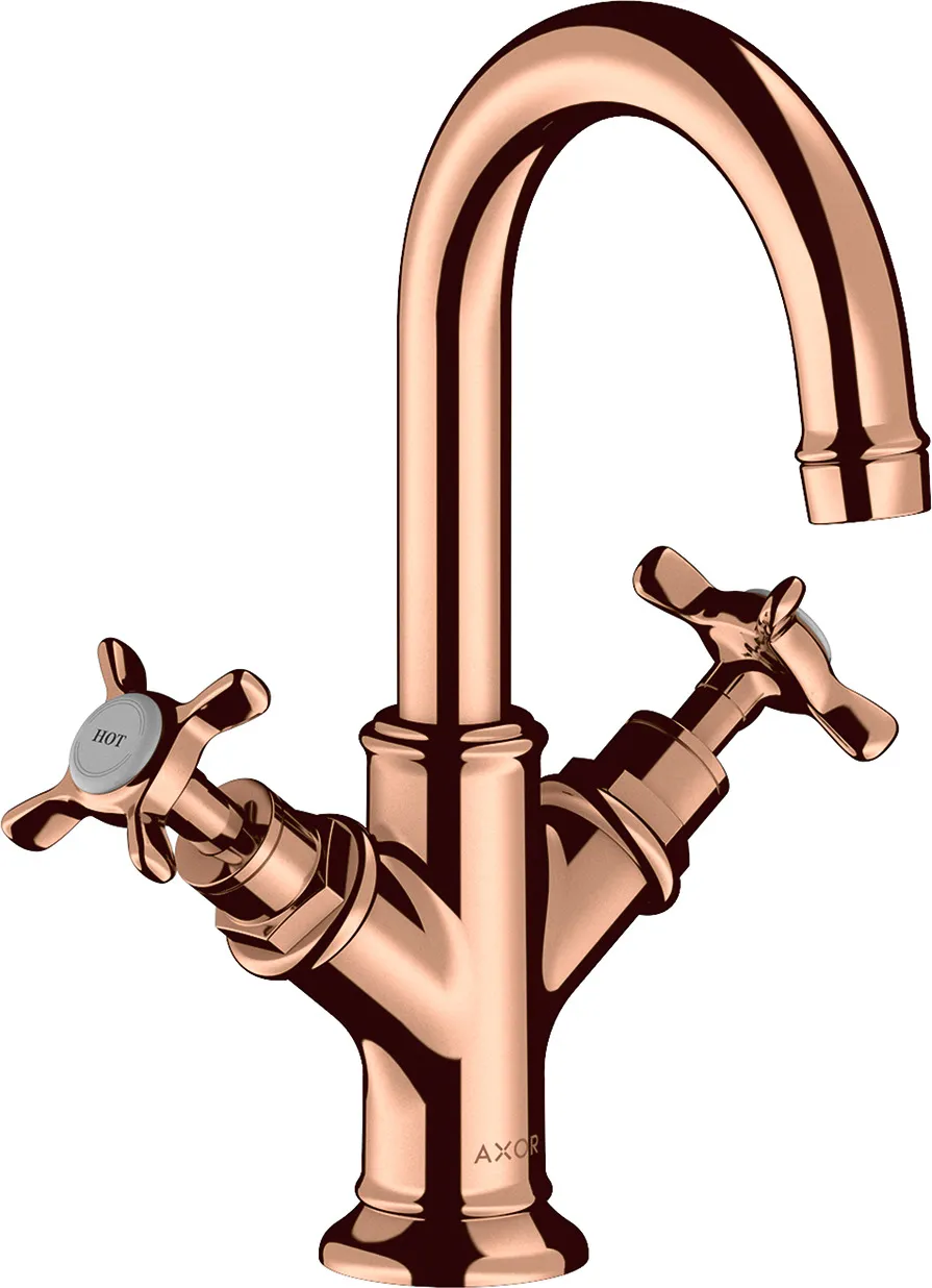 AXOR Montreux Ikki dastali lavabo aralashtirgichi 160, xochsimon dastalar bilan, hand wash lavabolar uchun, pop-up drenaj klapani bilan