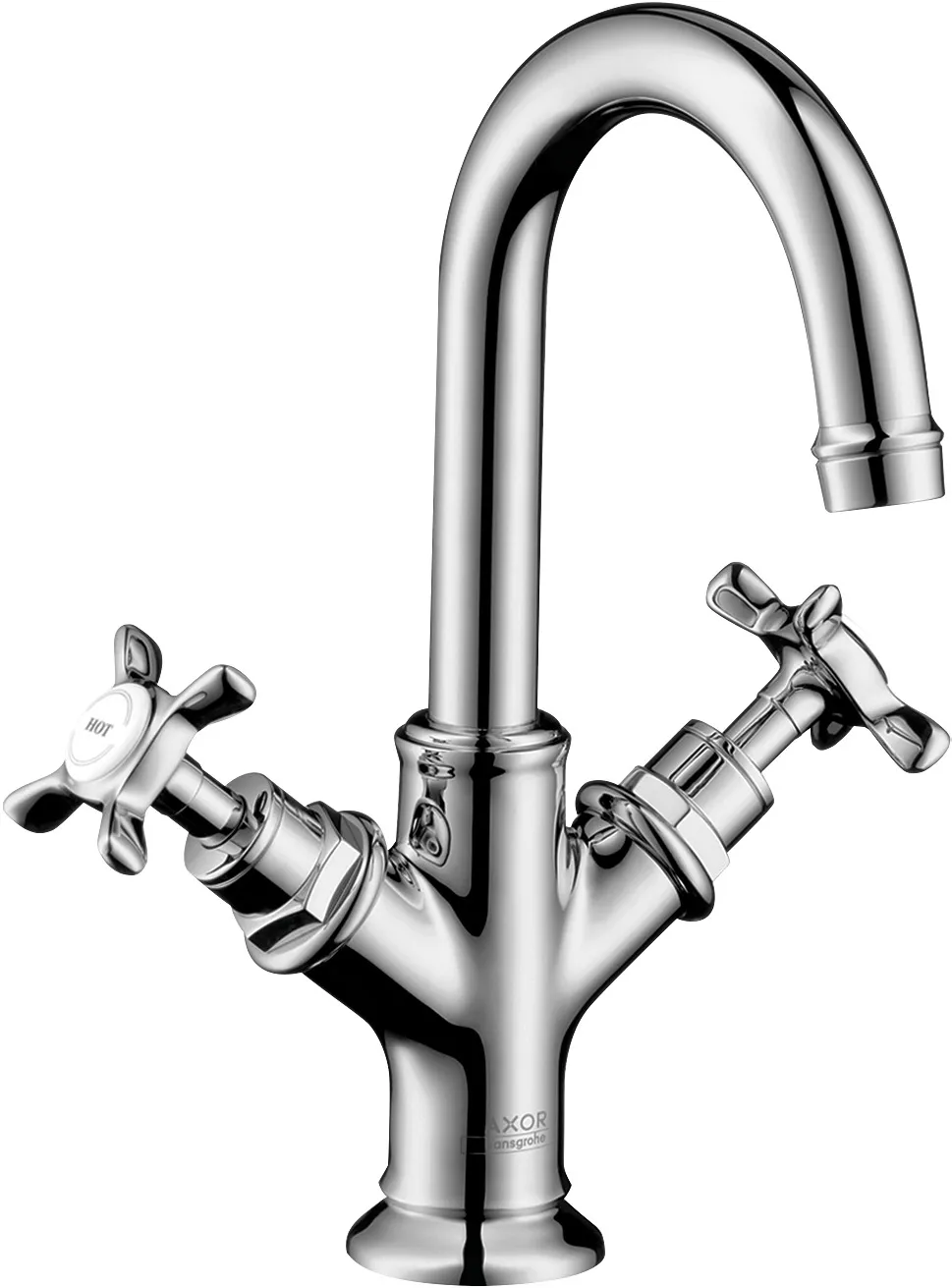 AXOR Montreux Ikki dastali lavabo aralashtirgichi 160, xochsimon dastalar bilan, hand wash lavabolar uchun, pop-up drenaj klapani bilan