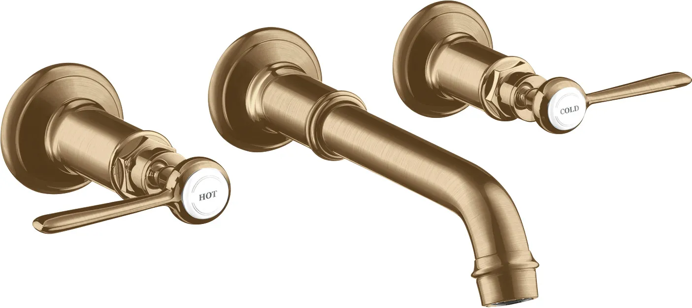 AXOR Montreux 3 teshikli lavabo aralashtirgichi, yashirin montaj, devorga uchun, joʻmrak 165 - 225 mm va richagli dastalar bilan