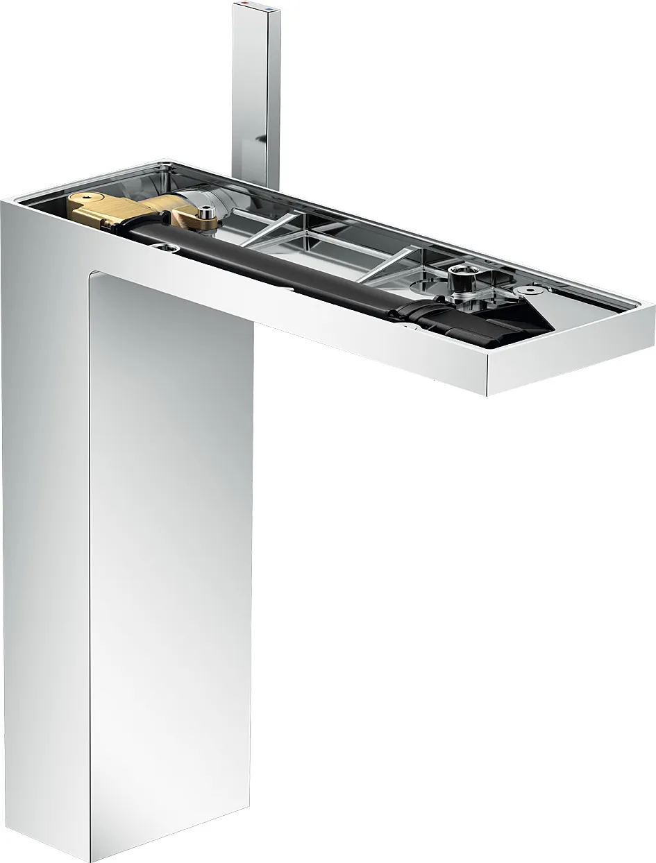 AXOR MyEdition Bir dastali lavabo aralashtirgichi 230, kosa lavabolar uchun, push-open drenaj klapani bilan, platesiz