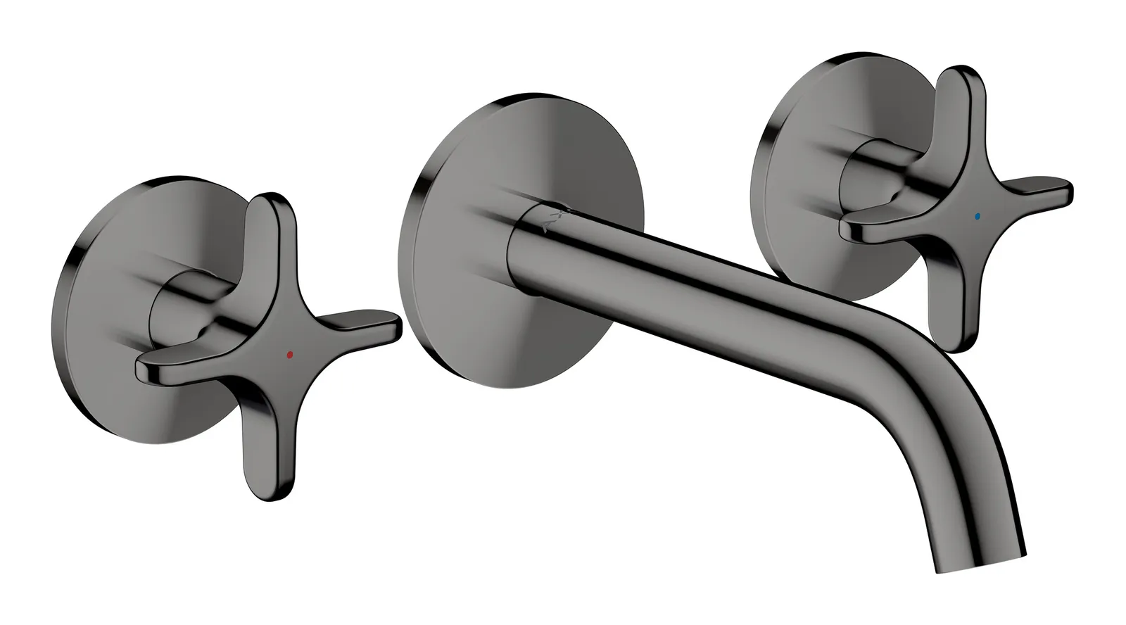 AXOR One 3 teshikli lavabo aralashtirgichi, yashirin montaj, devorga uchun, joʻmrak 160 mm va xochsimon dastalar bilan