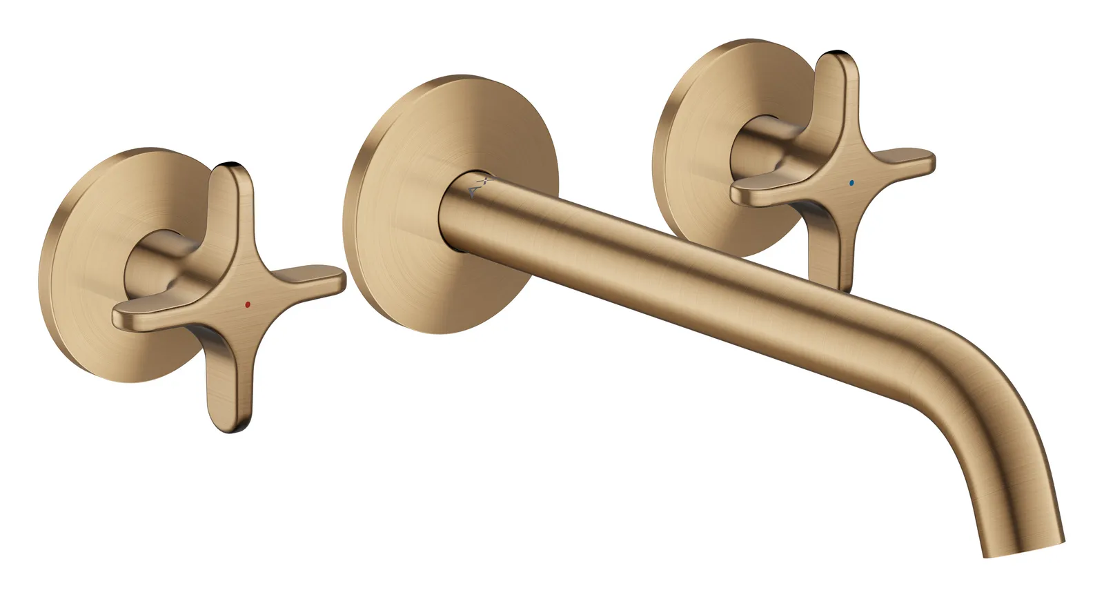 AXOR One Basin mixer, 3-hole for concealed installation, wall-mounted with spout 220 mm and cross handles