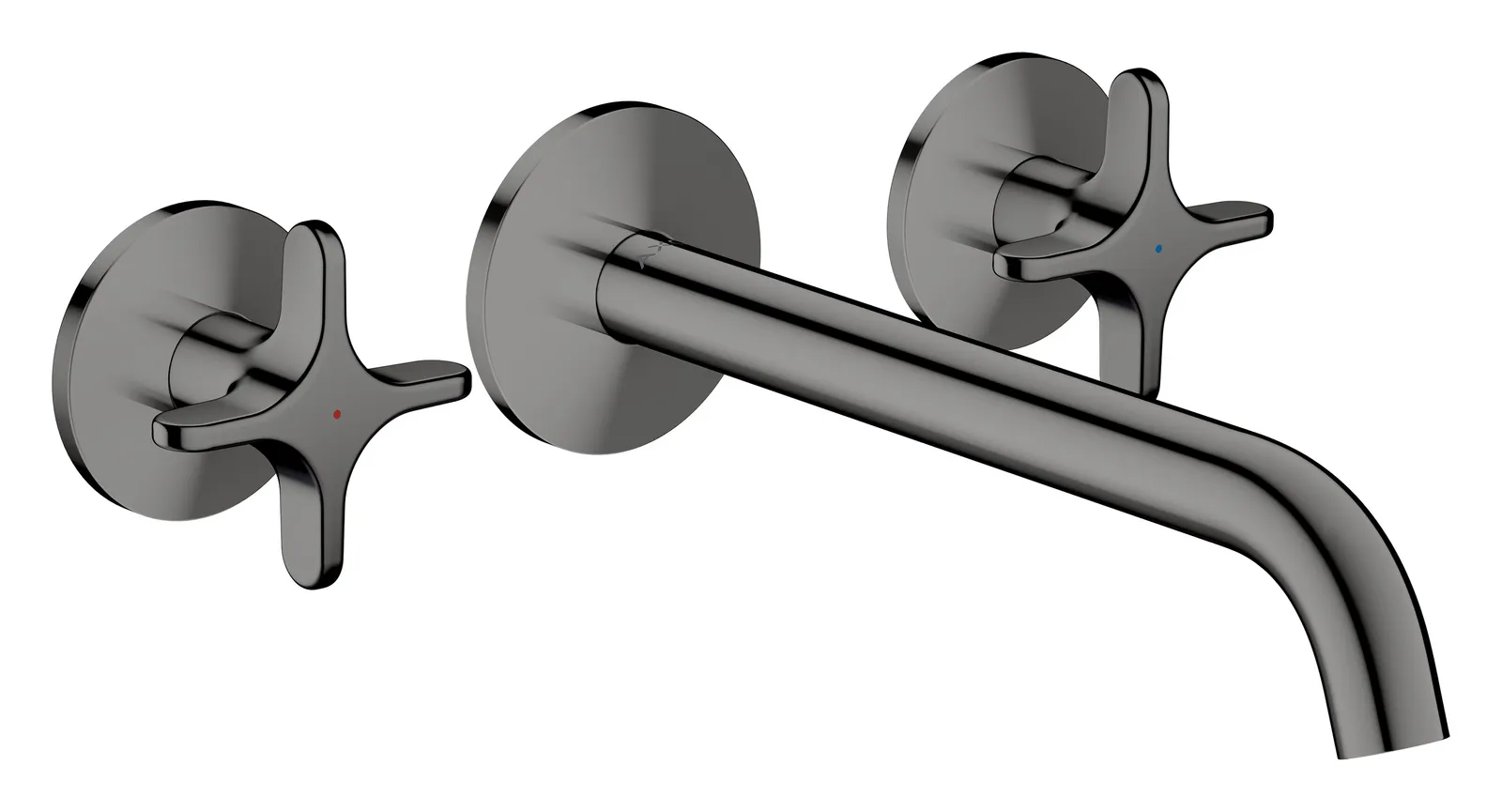 AXOR One Basin mixer, 3-hole for concealed installation, wall-mounted with spout 220 mm and cross handles