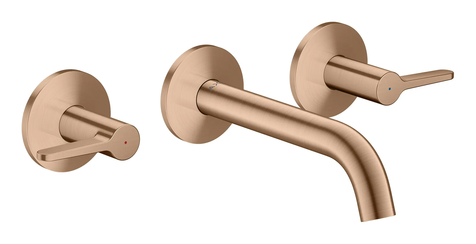 AXOR One Basin mixer, 3-hole for concealed installation, wall-mounted with spout 160 mm and lever handles