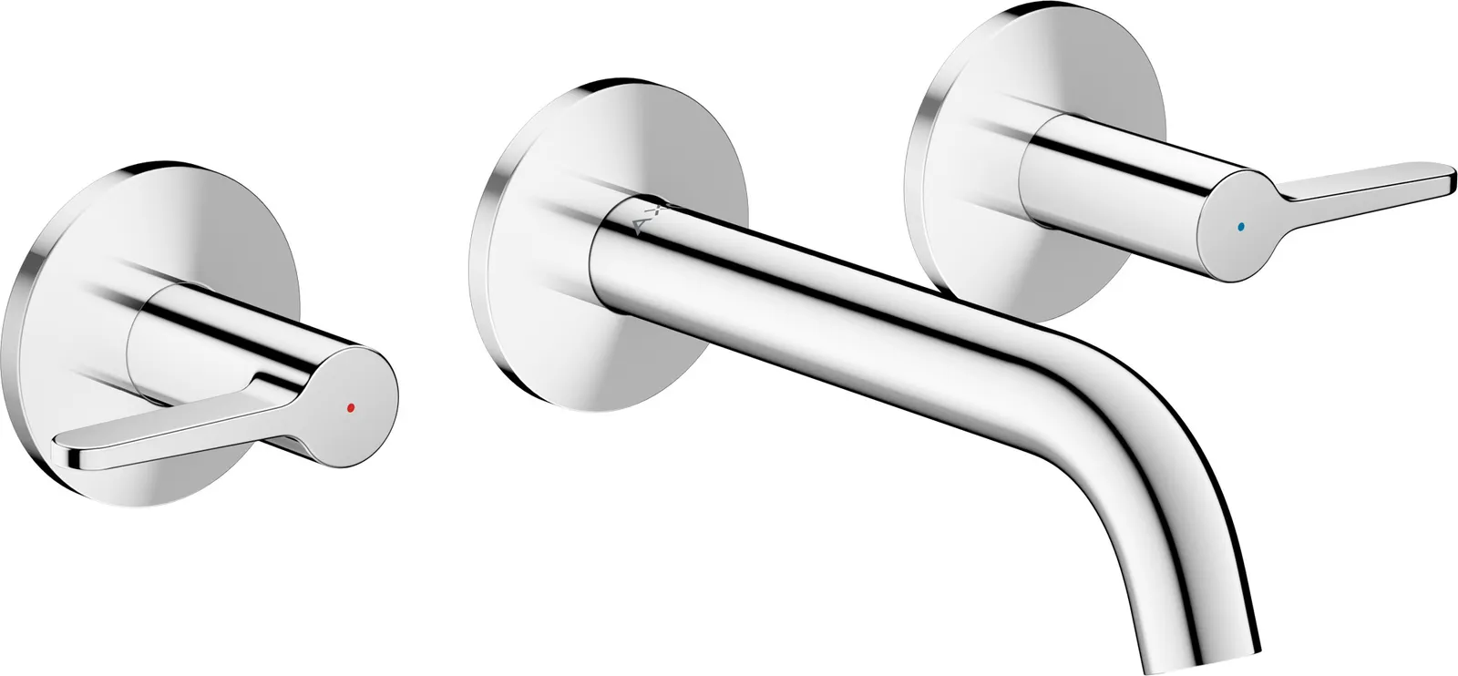 AXOR One Basin mixer, 3-hole for concealed installation, wall-mounted with spout 160 mm and lever handles