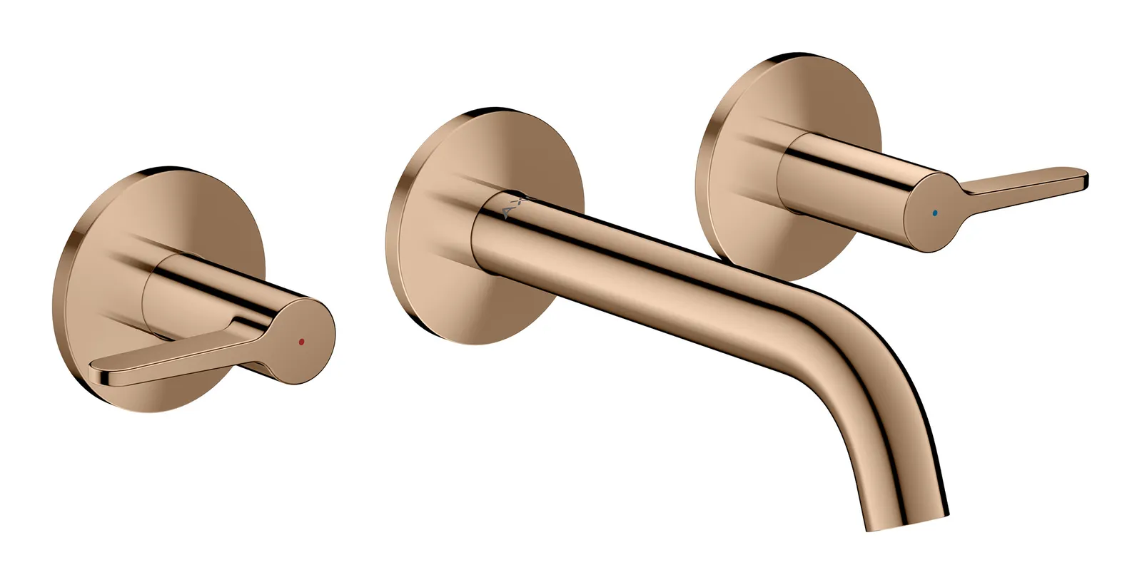 AXOR One Basin mixer, 3-hole for concealed installation, wall-mounted with spout 160 mm and lever handles