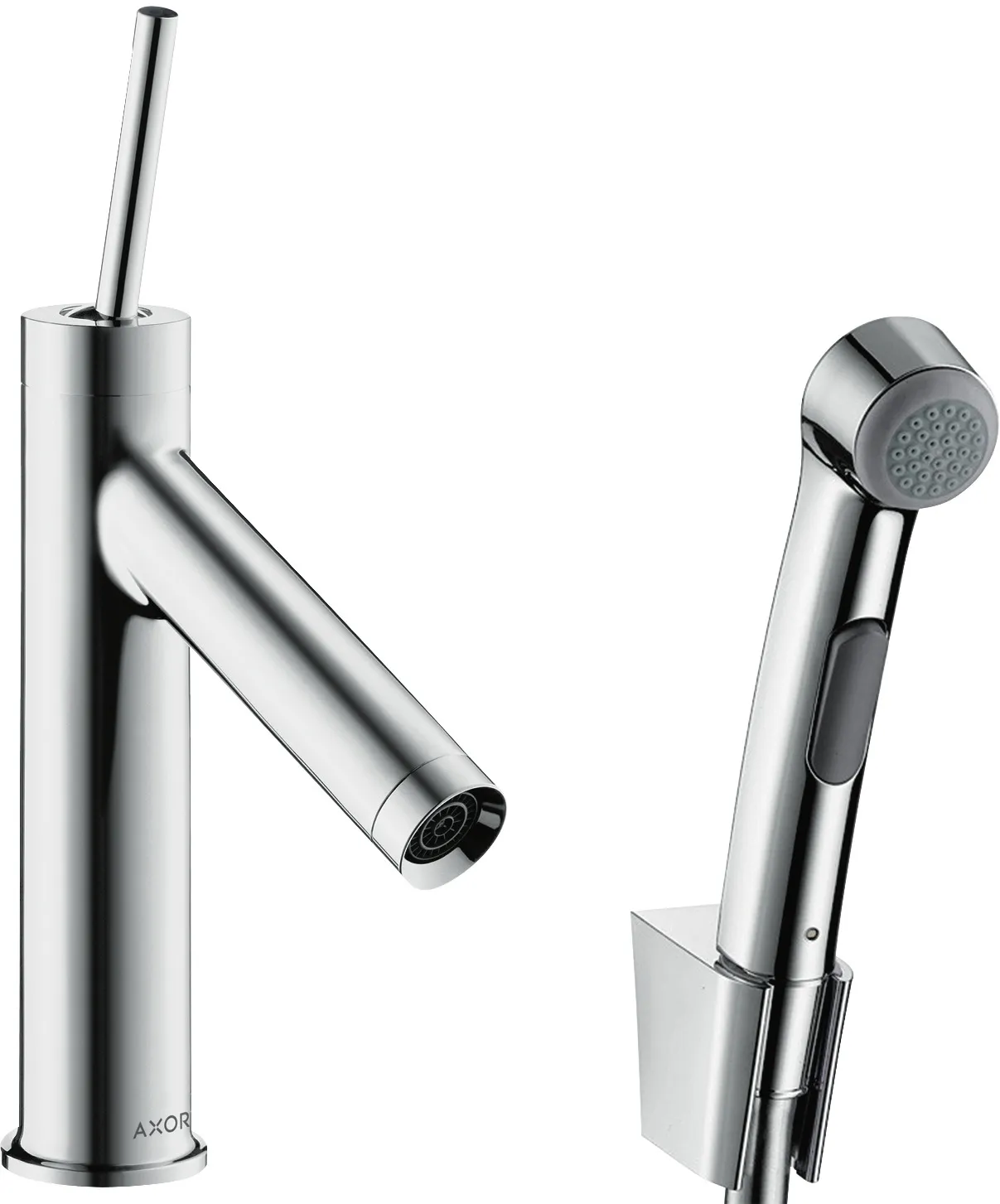 AXOR Starck Single-lever basin mixer 90 with hygiene spray and shower hose 1.60 m
