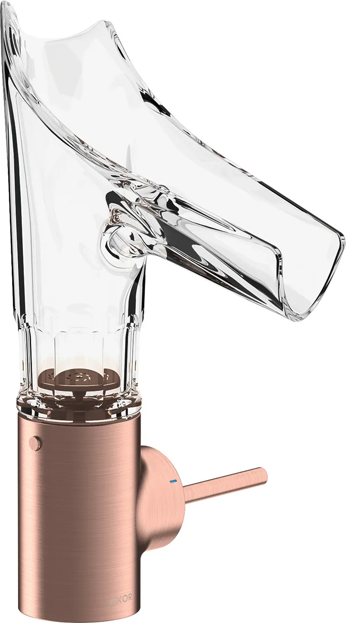 AXOR Starck V Bir dastali lavabo aralashtirgichi 140, glass joʻmrak va drenaj klapani - bevel cut bilan