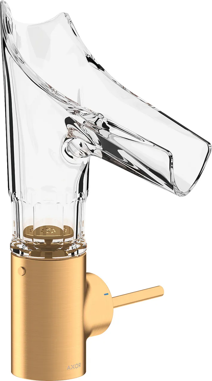 AXOR Starck V Bir dastali lavabo aralashtirgichi 140, glass joʻmrak va drenaj klapani - bevel cut bilan