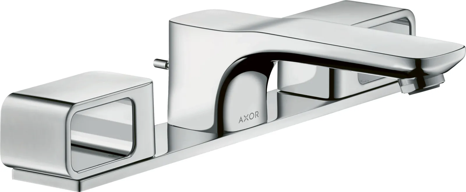 AXOR Urquiola 3 teshikli lavabo aralashtirgichi 50, plate va pop-up drenaj klapani bilan
