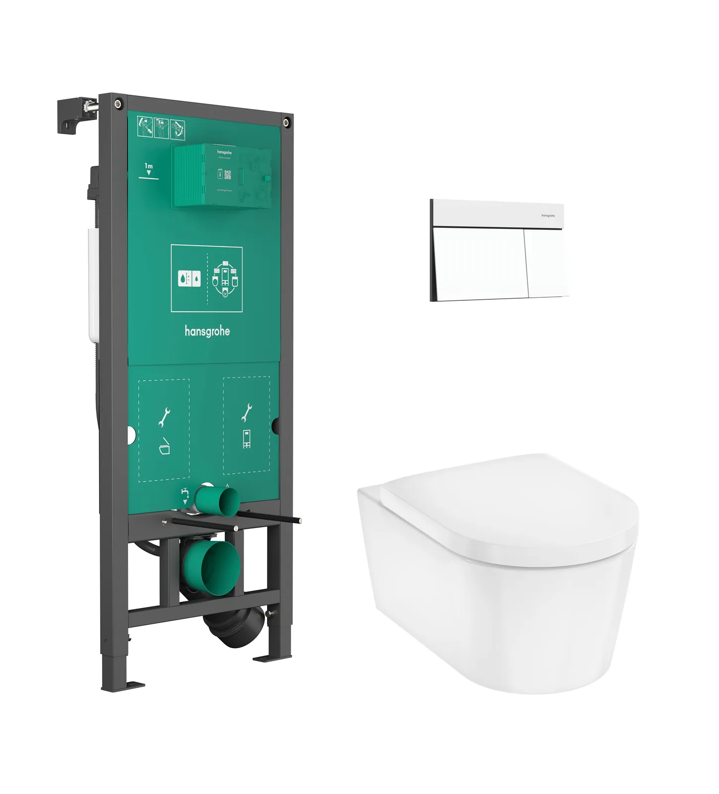 EluPura S Комплект унитаза с инсталляцией iFrame universal и iFrame элементом E клавишей смыва