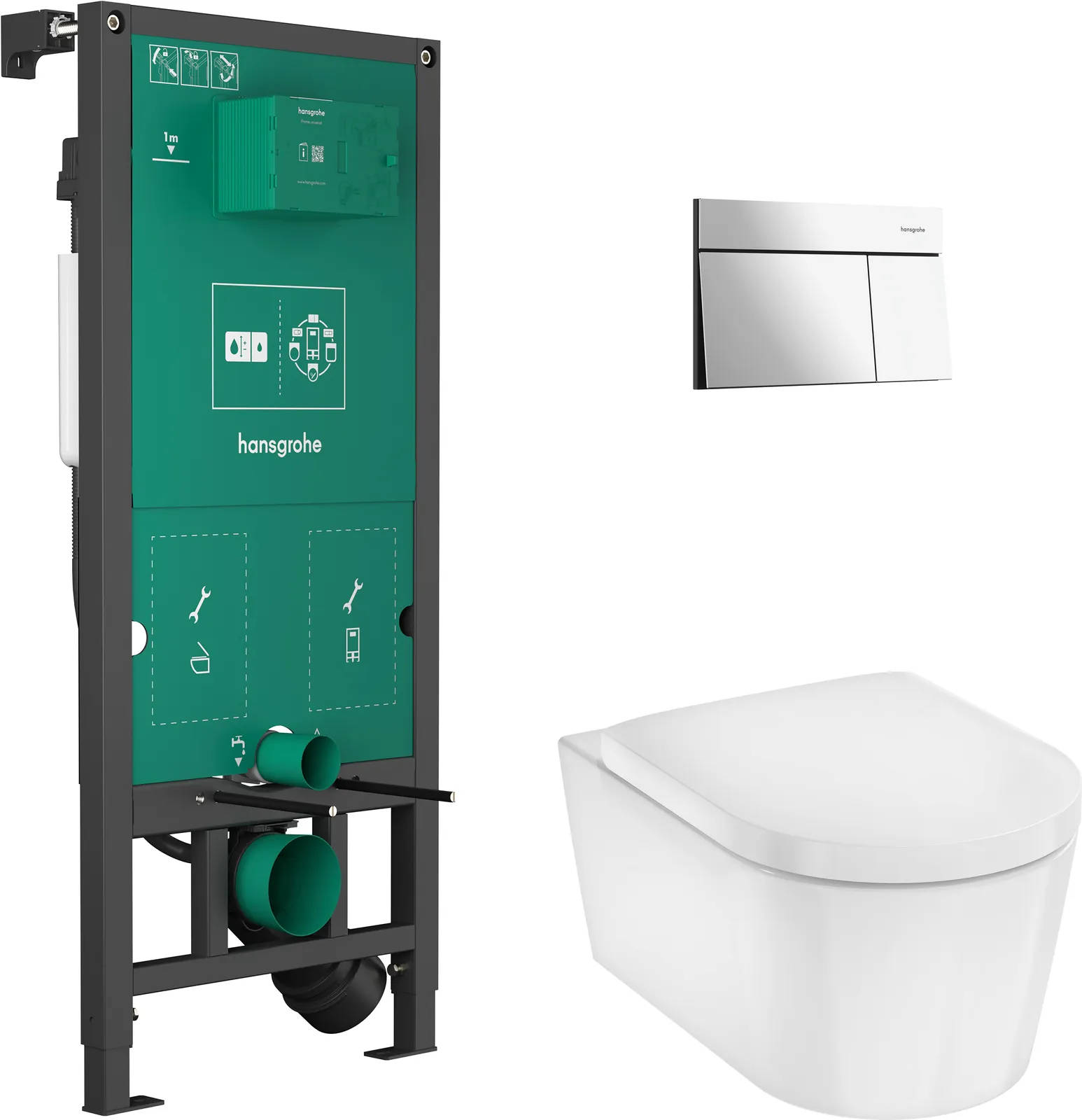 EluPura S Комплект унитаза с инсталляцией iFrame universal и iFrame элементом E клавишей смыва